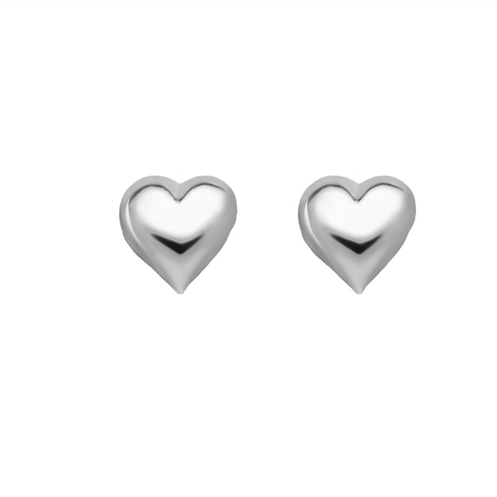 8mm Puff Heart Stud Earrings – Sterling Silver (Sample Piece)